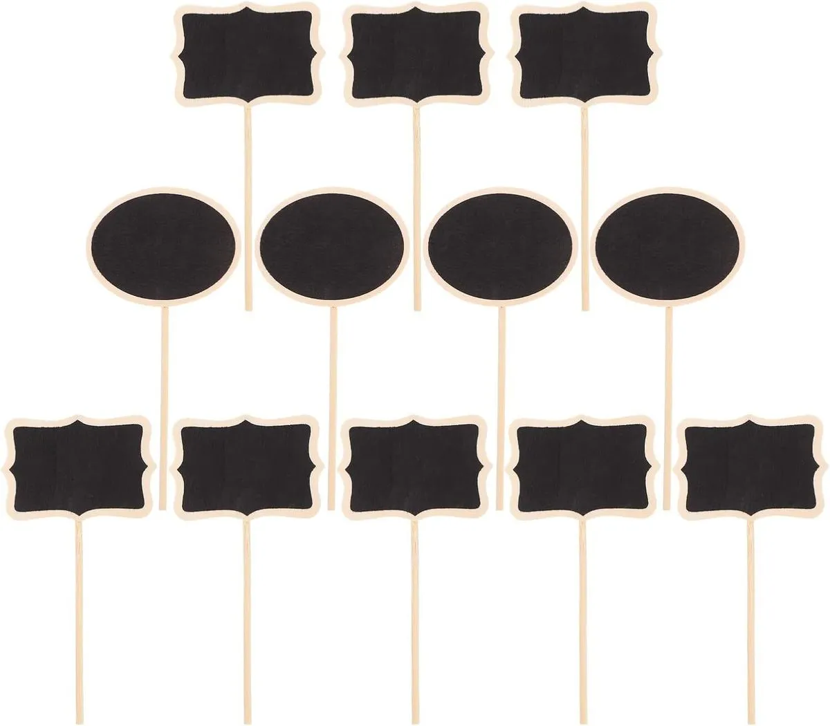 Wooden Plant Labels With Stakes, Oval & Scalloped Shapes For Potted Plants