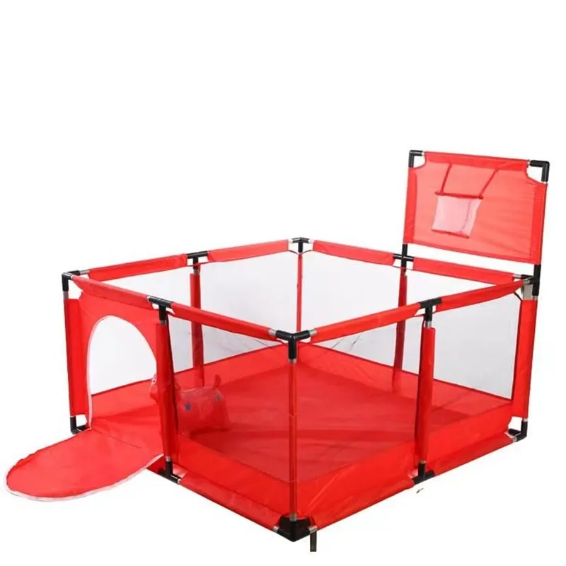 Square children's indoor safety protection game fence-126x126cm - Red