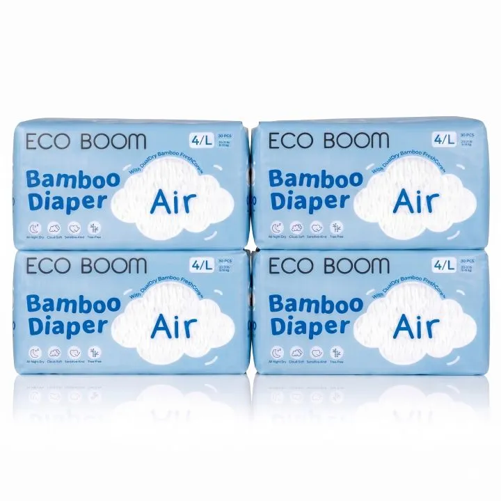 Eco Boom - Air Bamboo Baby Nappies Pack of 30 - Large - 120 Nappies