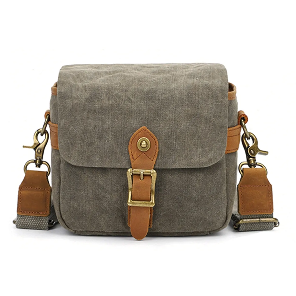 Canvas Slr Camera Bag Mini Single Messenger Bags Army Green