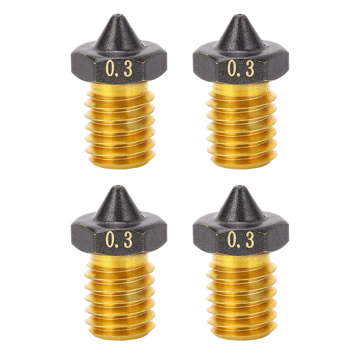 4-Pack Voron MK3S Nozzles - 0.3mm PTFE Coated Brass