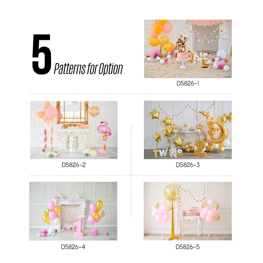 Andoer First Birthday Backdrop with Balloon Cake compatible with Kids