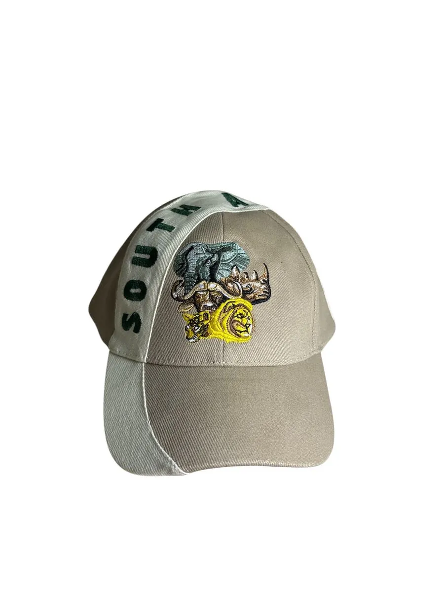 South Africa Flag Six Panel Baseball Caps - Light Brown