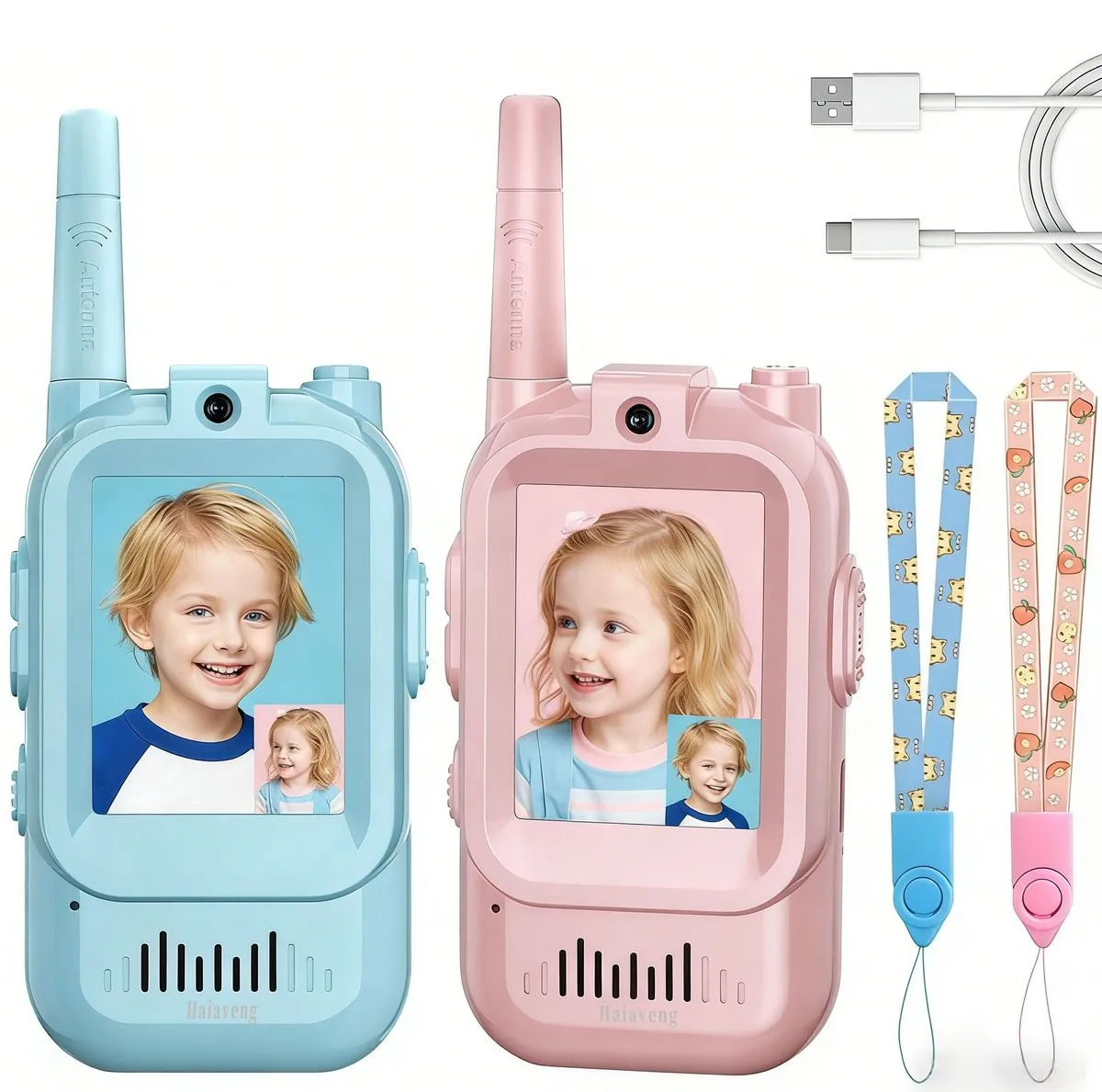 Video Walkie Talkies for Kids,Handheld 2 Pack Rechargeable Video Intercom