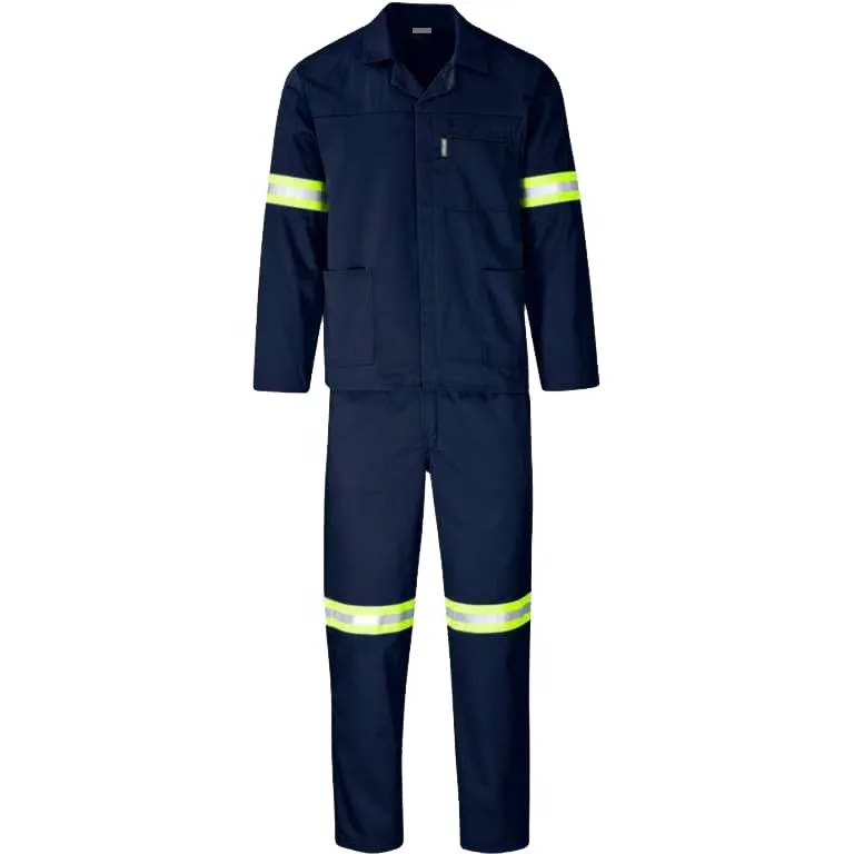 2 Piece Navy Work Suit With Reflective Tape