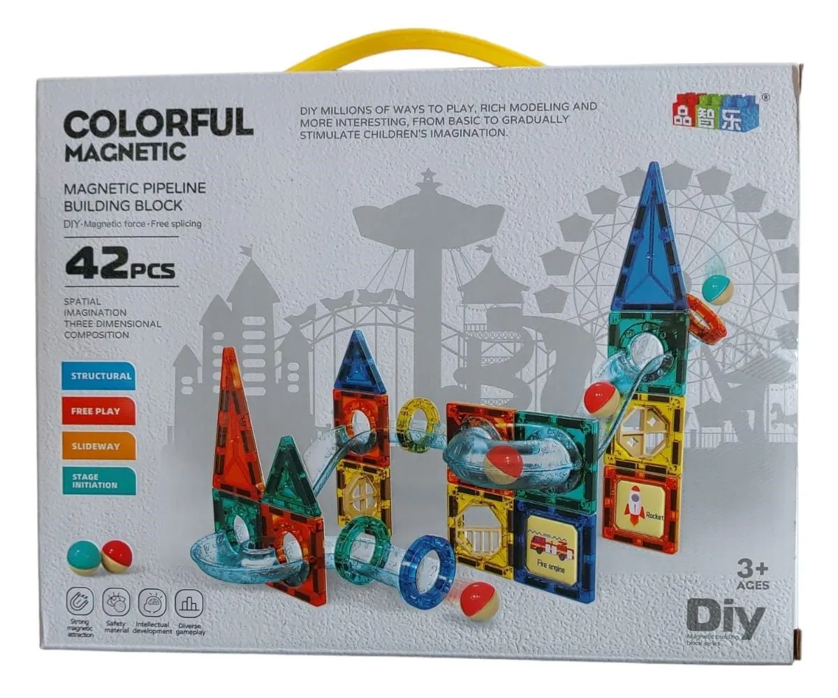 Magnetic Pipeline Tiles / Building Blocks - 42 Pieces