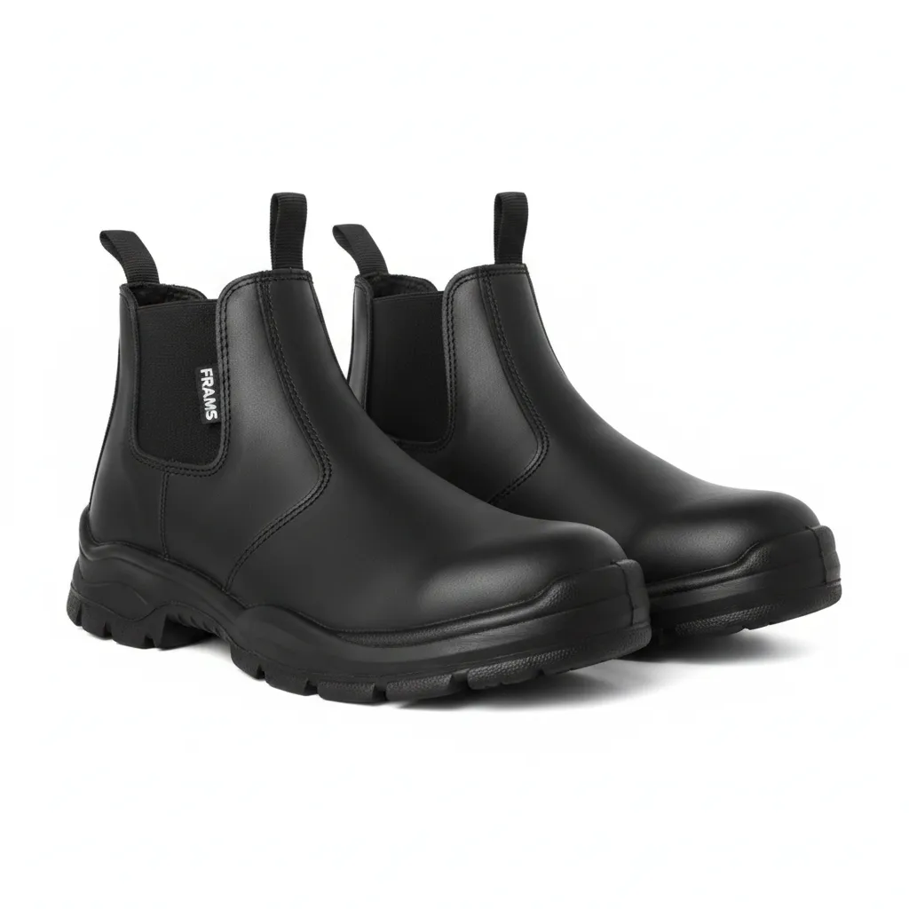 FRAMS - Chelsea Black Safety Boots with Composite Toe - Size 7 - 2 Pack