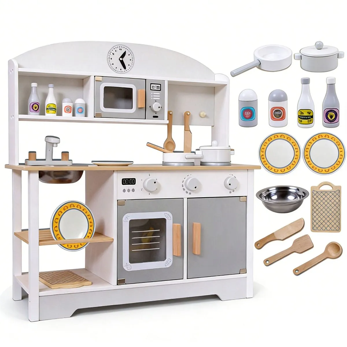Wooden Kitchen with Accessories Friends Kids Kitchen Playset- as Gifts