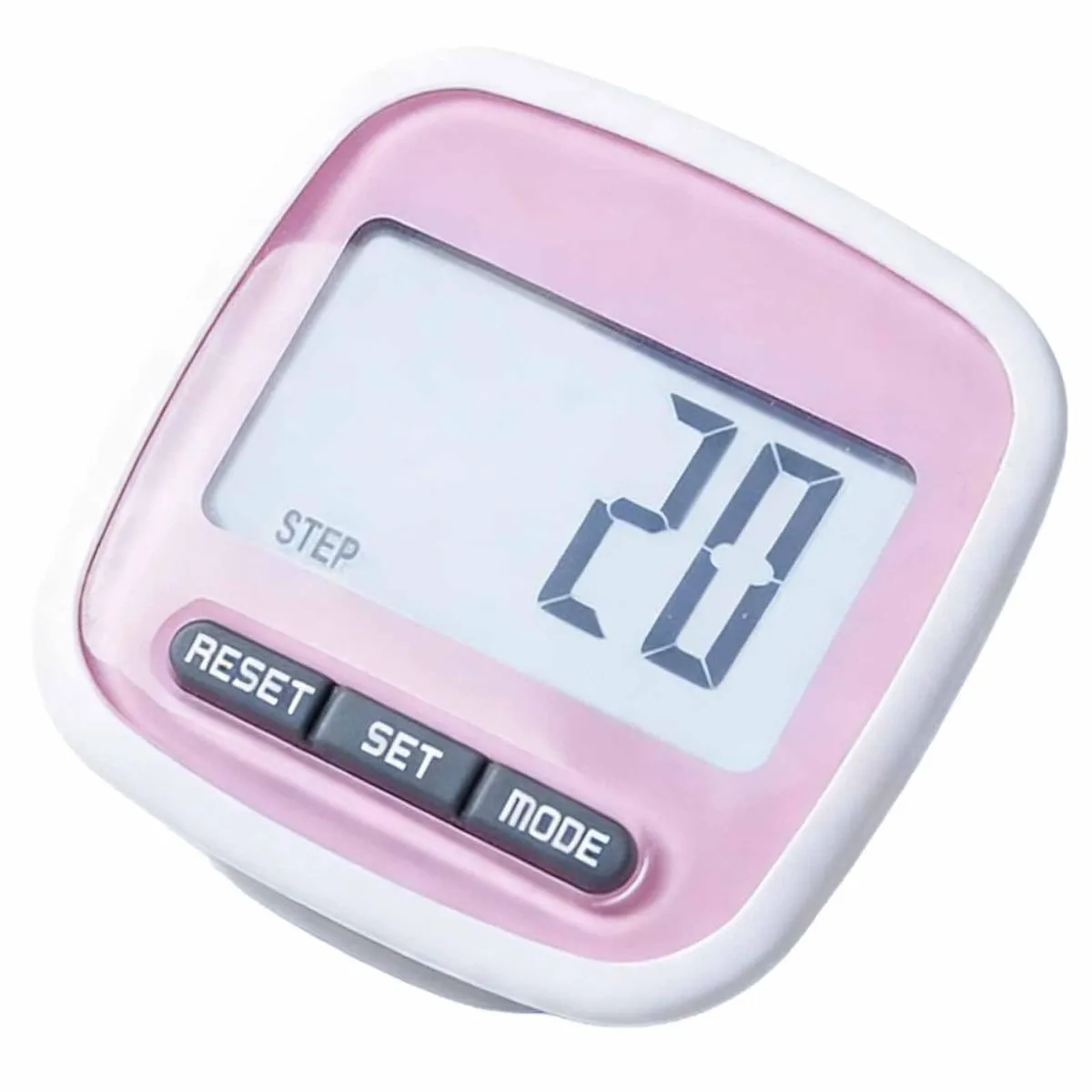 Simple Pedometer with Large LCD-Step Counter, Calorie & Distance Tracker - White pink
