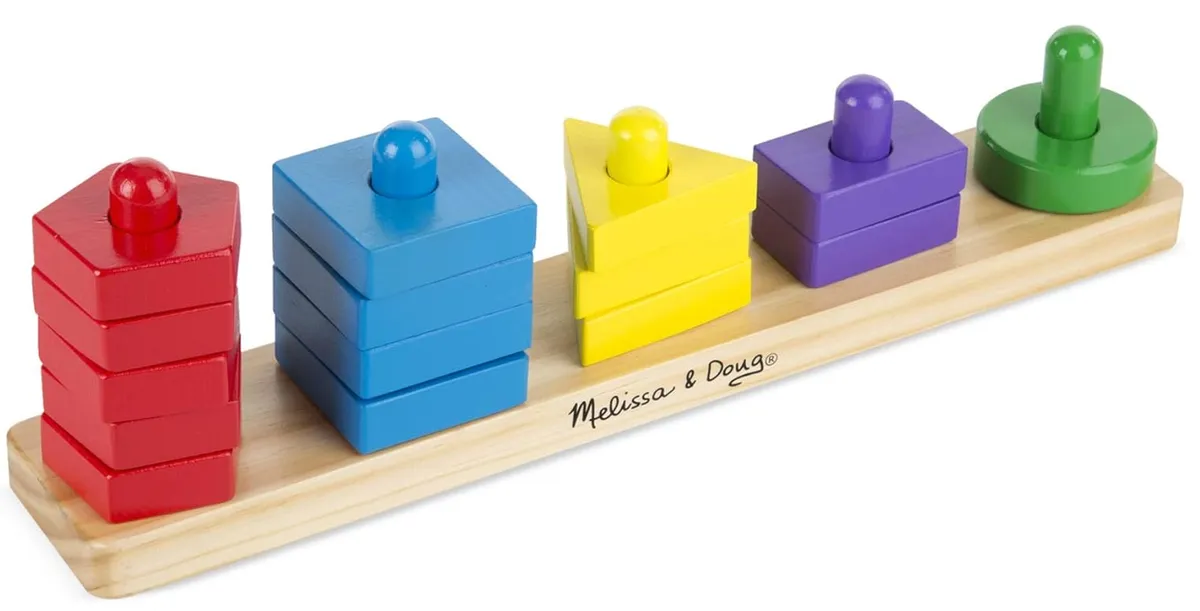 Melissa & Doug Wooden Stack & Sort Board (15 Piece)
