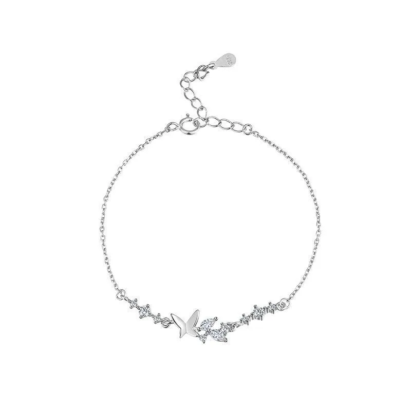 S925 Sterling Silver Sweet Butterfly Bracelet, Niche Design