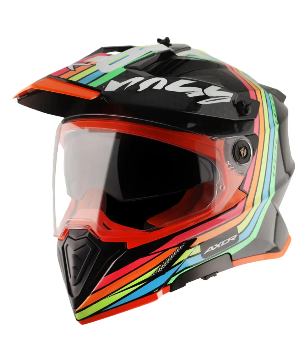 Adventure Motorcycle Helmet, Dual Visor, Axor X-Cross X2 GLOSS