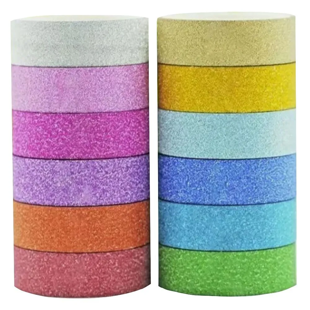 Craft Scrapbooking Decorative Glitter Washi Tape Roll Set of 12 (3m)