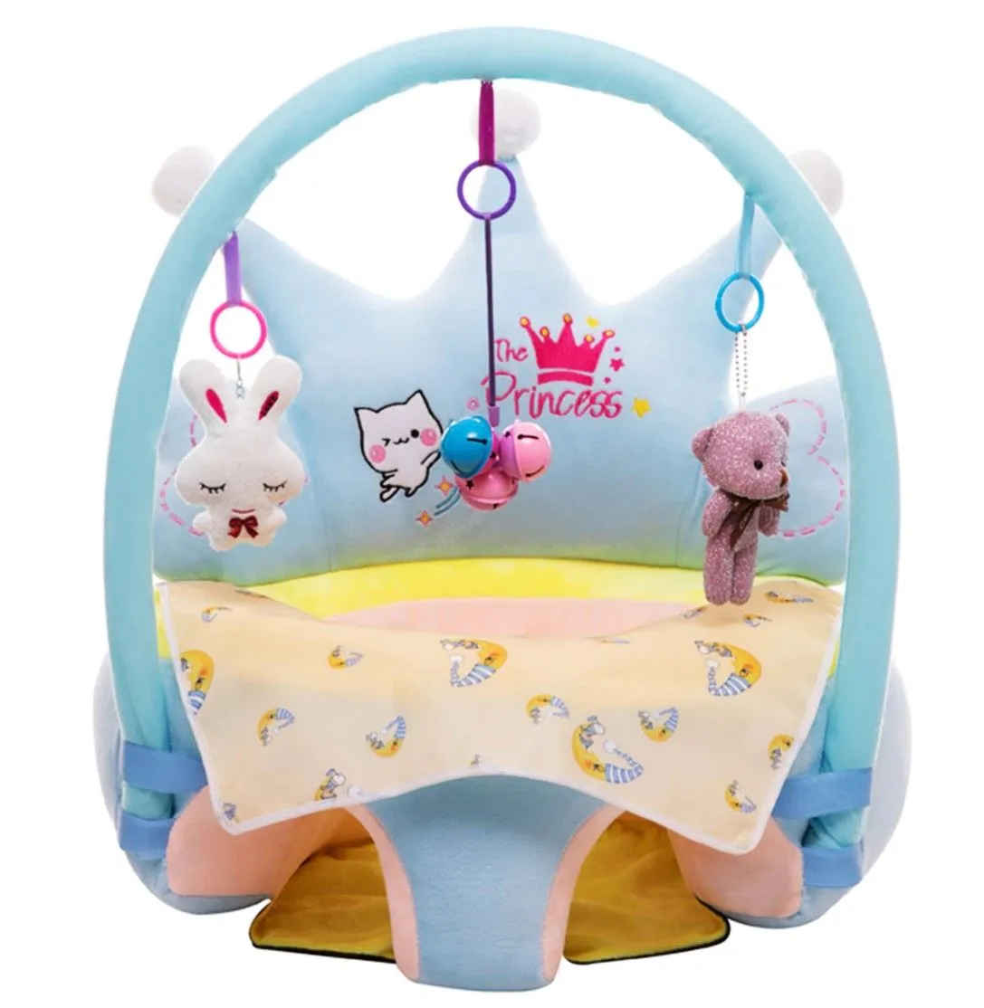 Royal crown Baby Plush Chair Baby Seats Sofa With Game Pole - Blue