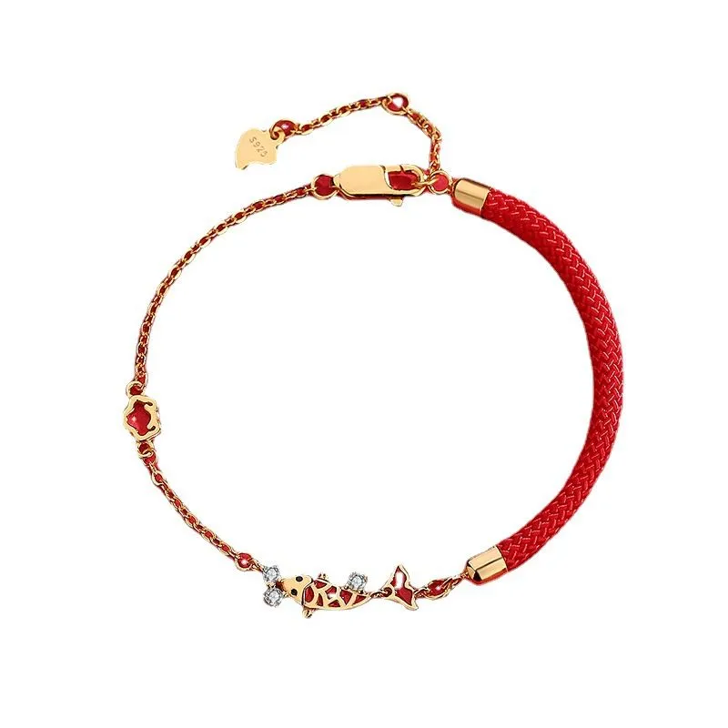 S925 Sterling Silver Koi Fish Bracelet - Retro Chinese Style Lucky Bracelet