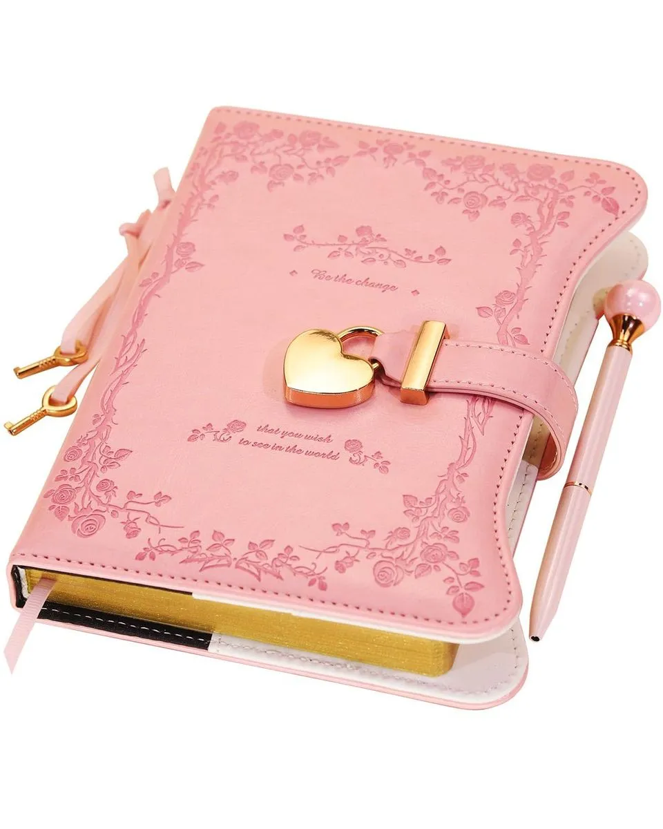 Diary with Lock and Keys for Girls for Gift Ideas - Pink