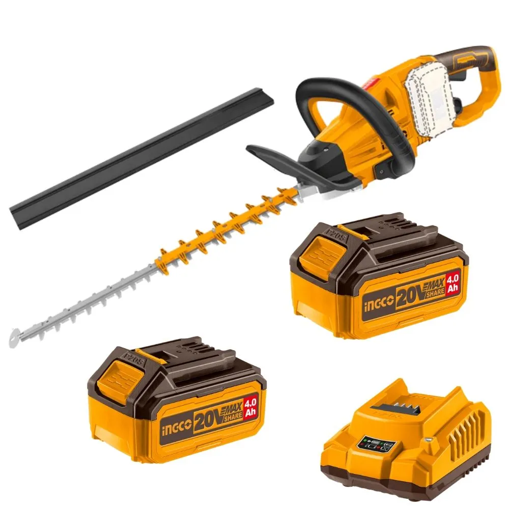 Ingco - Cordless Hedge Trimmer (40 V) with 2x Batteries (4.Ah) & Charger