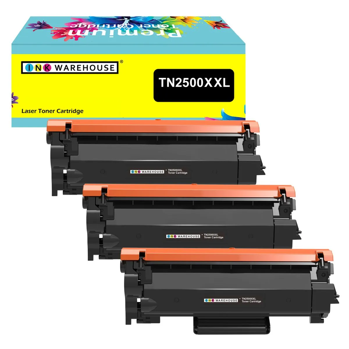 Ink Warehouse Compatible Brother TN2500XXL Black Toner Cartridge (Combo x3)