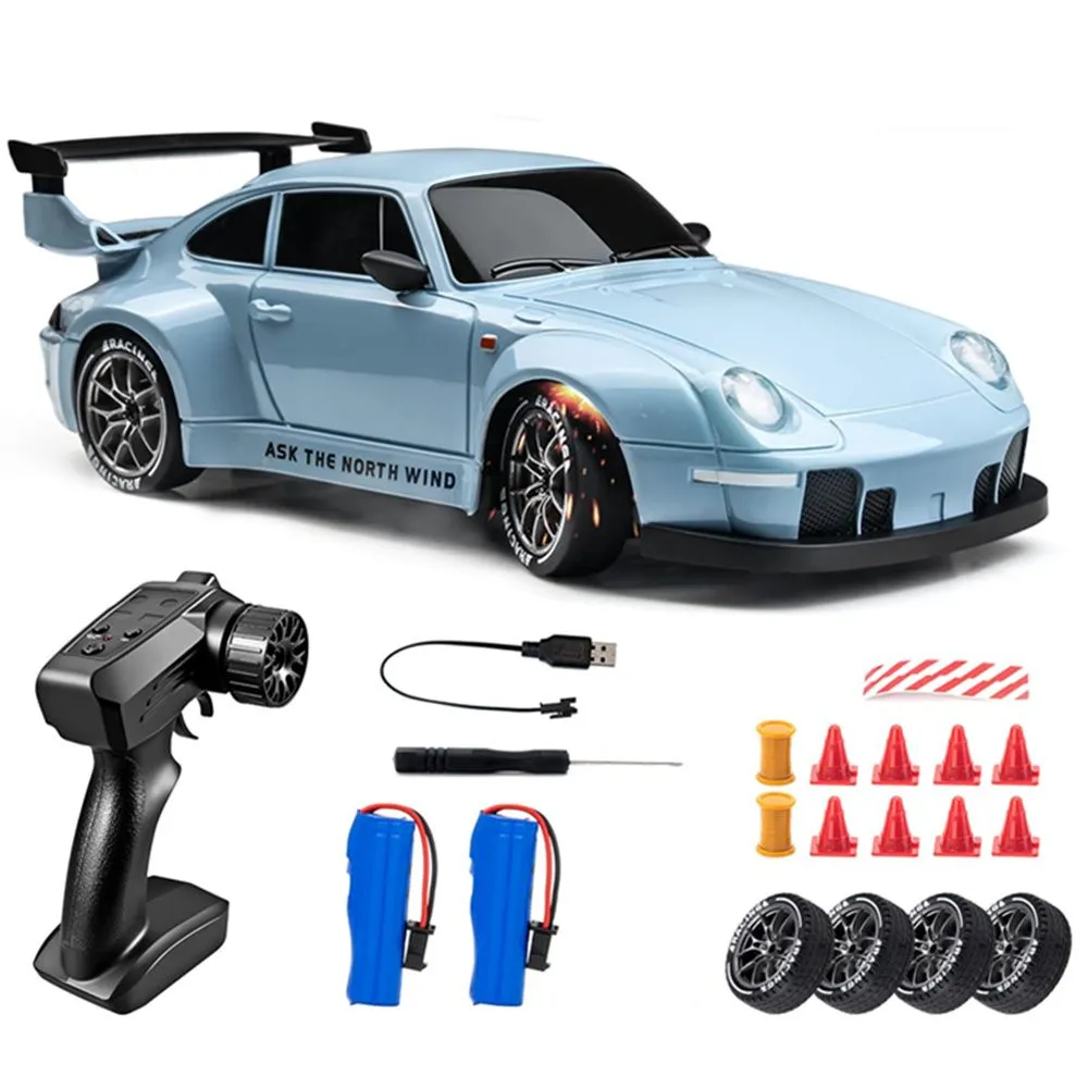 911 Styled Vehicle 2.4Ghz 4WD 1:24 RC Drift Car with LED Lights - Blue