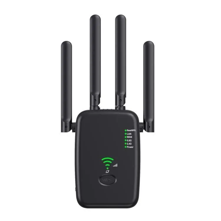 300Mbps WiFi Range Extender 2.4GHz Signal Booster with WPS - Black