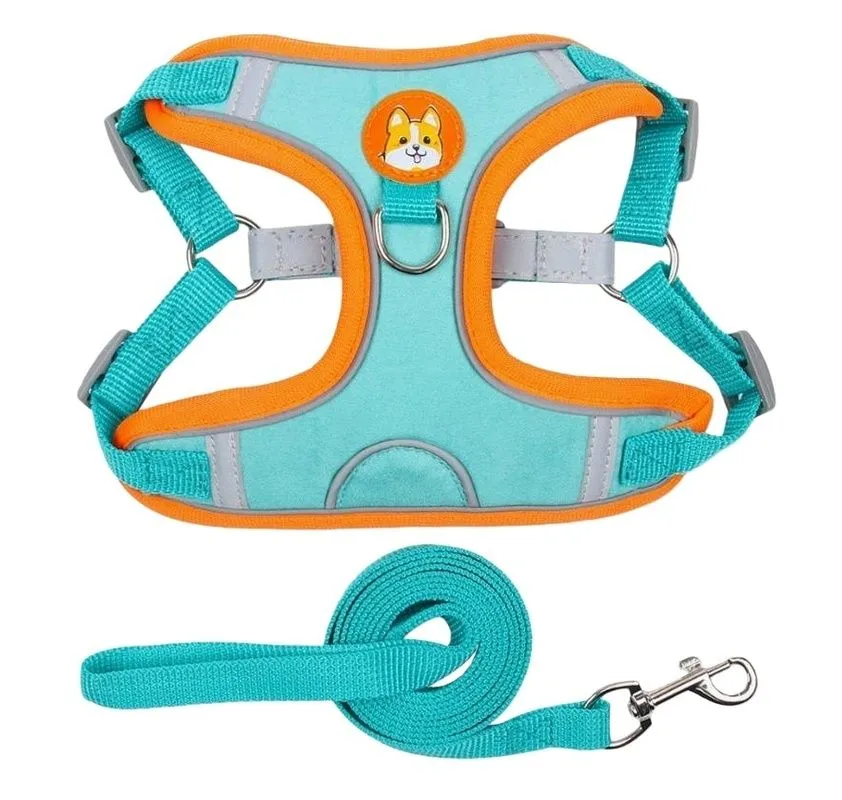 Adjustable Reflective No Pull Pet Harness Vest Leash 50-56CM - Blue