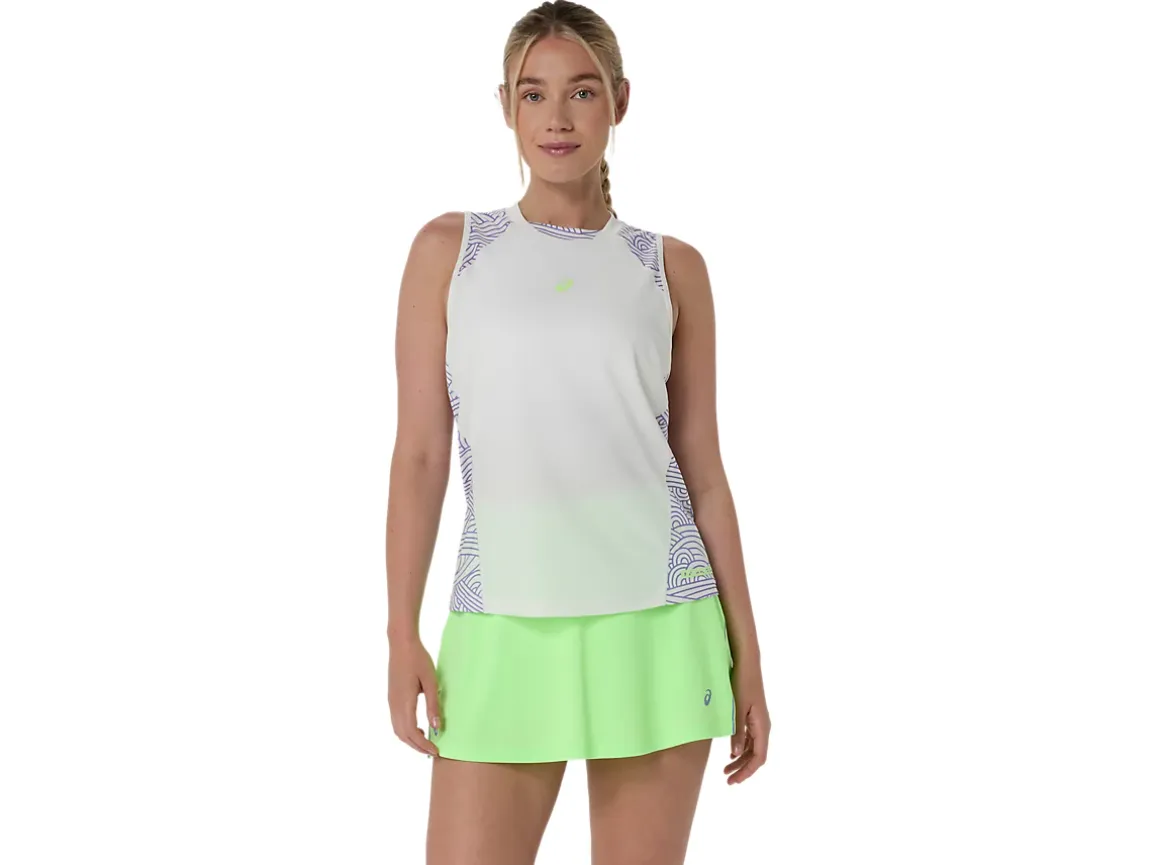 Asics Women's Padel Court All Over Print Tank - Cream/Amethyst