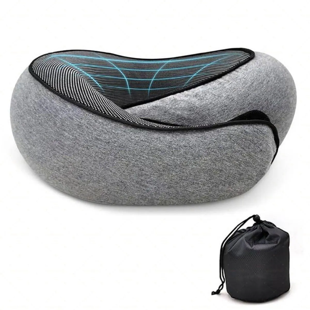 Travel Neck Pillow for Airplanes Memory Foam, 360 Head Support