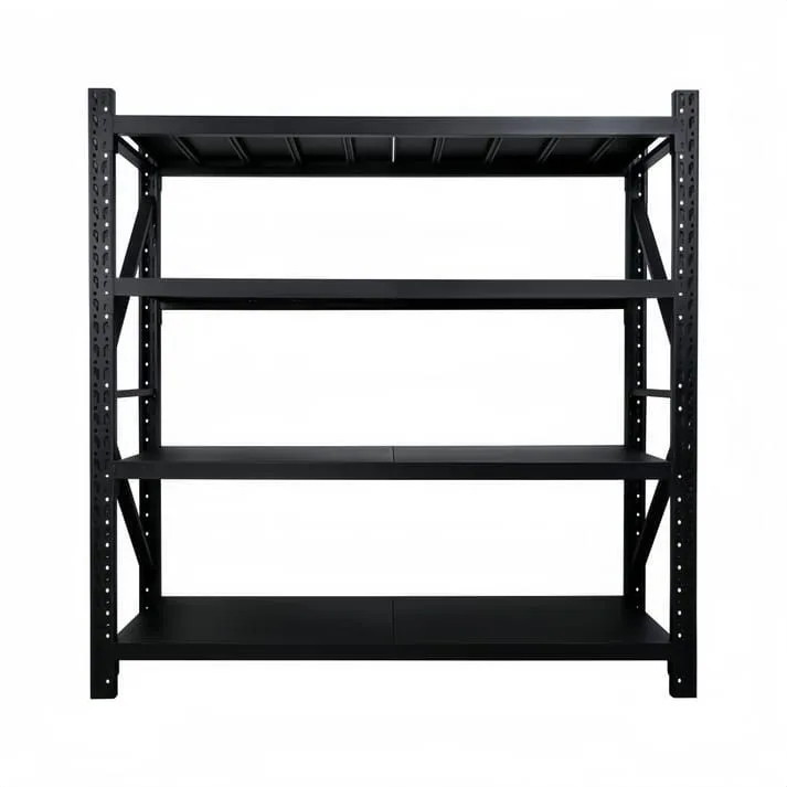 Heavy-Duty Industrial Metal Storage Shelving Unit - 4-Tier Adjustable Rack - Black