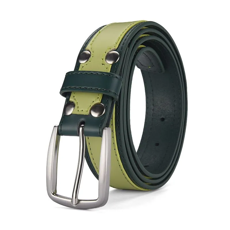 Men's Contrast Color Fashion Belt - Green-125cm
