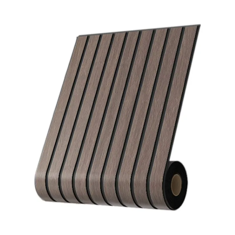 Acoustic Slat Wood Self Adhesive Wallpaper 3D Fluted Ceiling 40x300cm - Grey