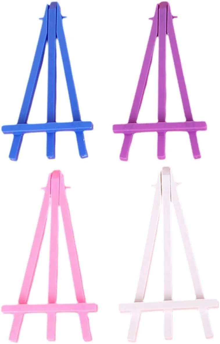 20pcs Mini Plastic Easel Stand, Multi-Color (Pink, Purple, White, Blue),