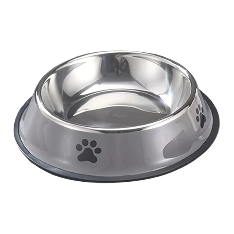 Stainless Steel Pet Food Bowl Anti Slip - Grey
