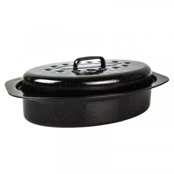 Kaufmann Oval Enamel Coated Pan + Lid 32.5X20X12 3L