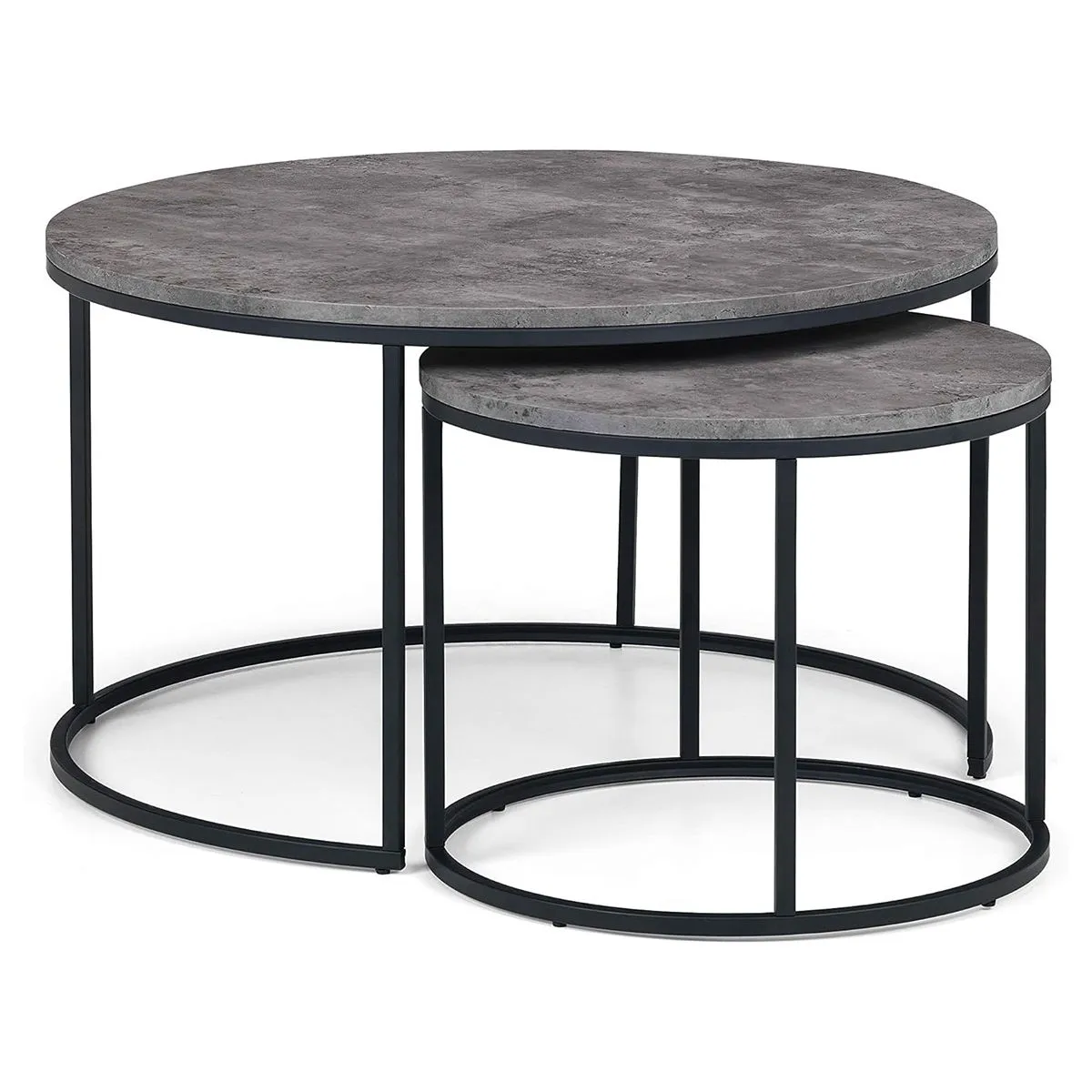 Round Nesting Coffee Table - Set of 2 - 60/80cm - Grey