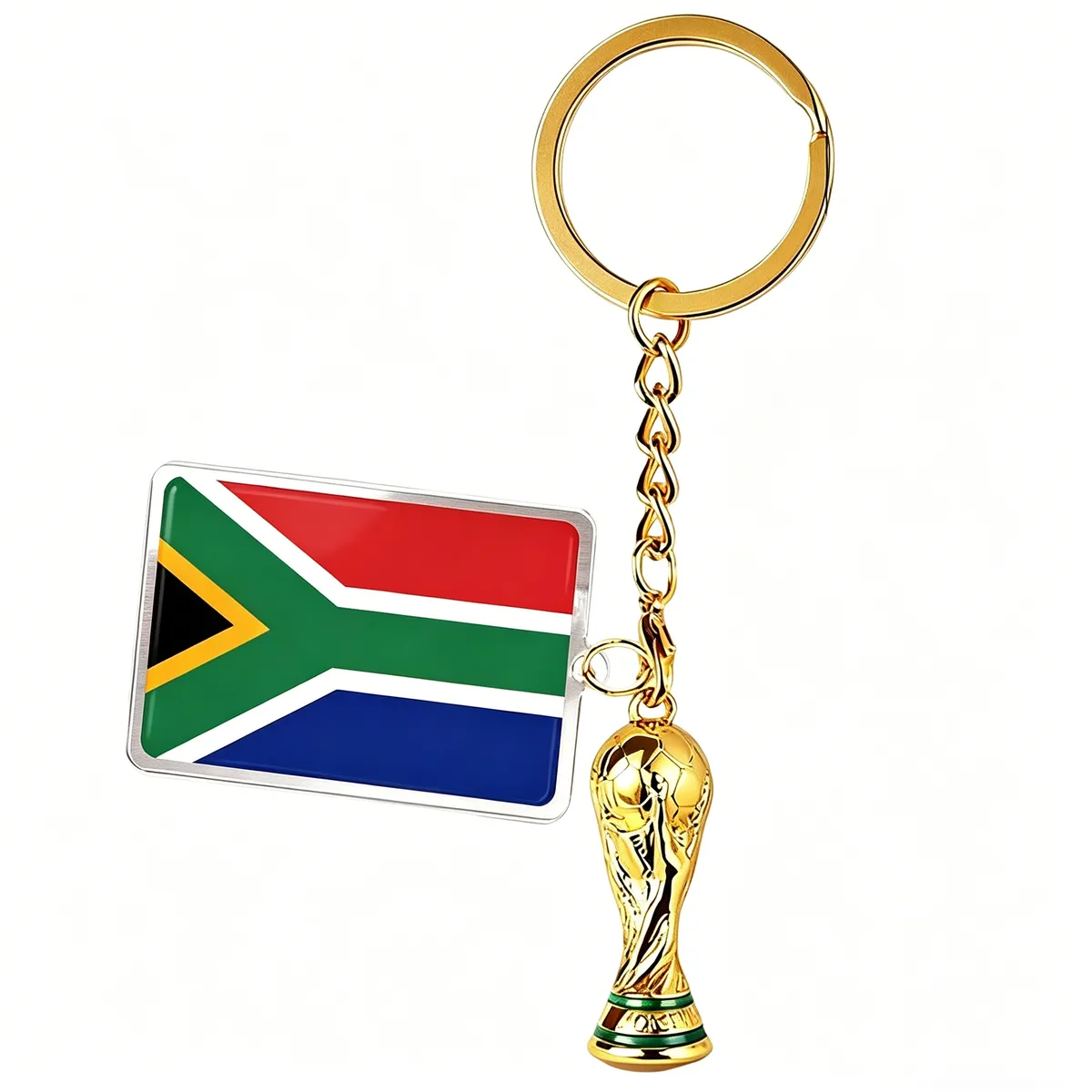 Golden Trophy and National Flag Keychain