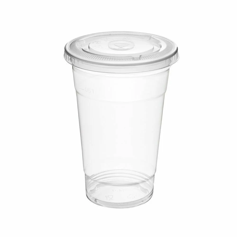350ml Plastic PP Disposable Smoothie Cups With Lids 20 pack