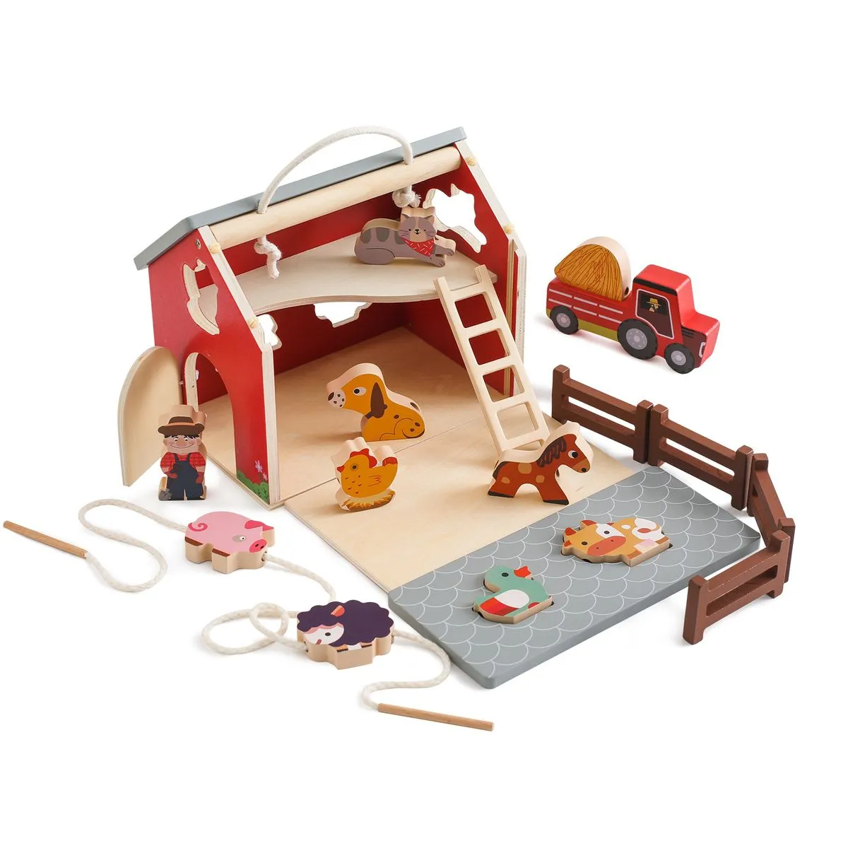 Kids' Educational Shape - Stacking Montessori Toys - Wooden Farm Playset