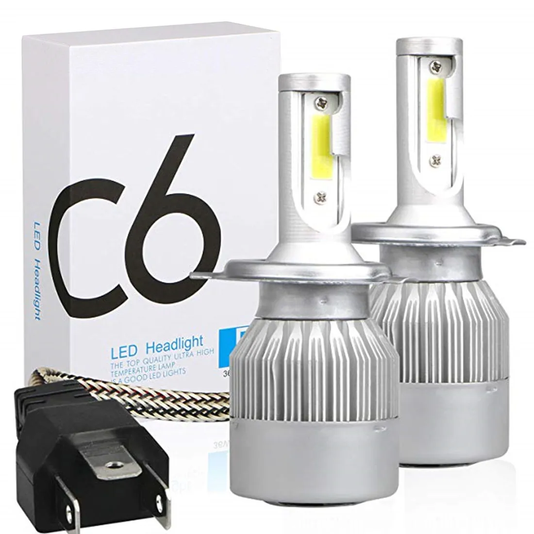 H4 Dual Beam LED Lamps 4300K Soft Warm White Commuter Vehicle Lights
