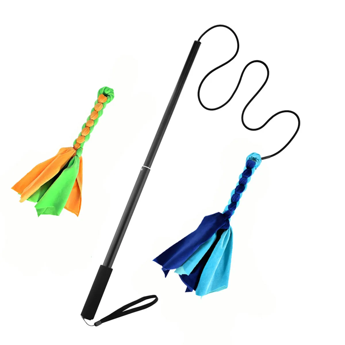 Flirt Pole Teaser Wand Interactive Dog Toys Pet Flirt Stick - Black