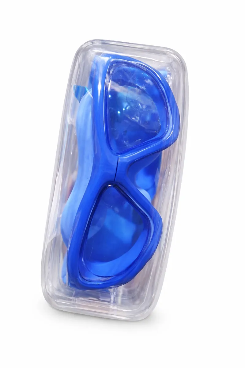 Blue Anti-Fog Waterproof Swimming Goggles with Case