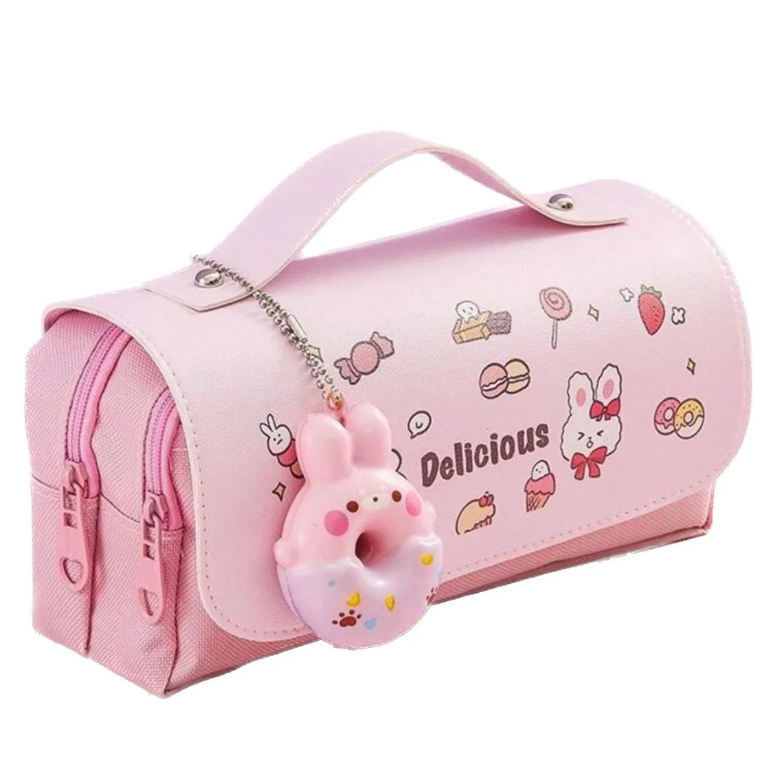 Cute Multi-functional Large Capacity Detachable Donut Design Pencil Case - Pink Pencil Case