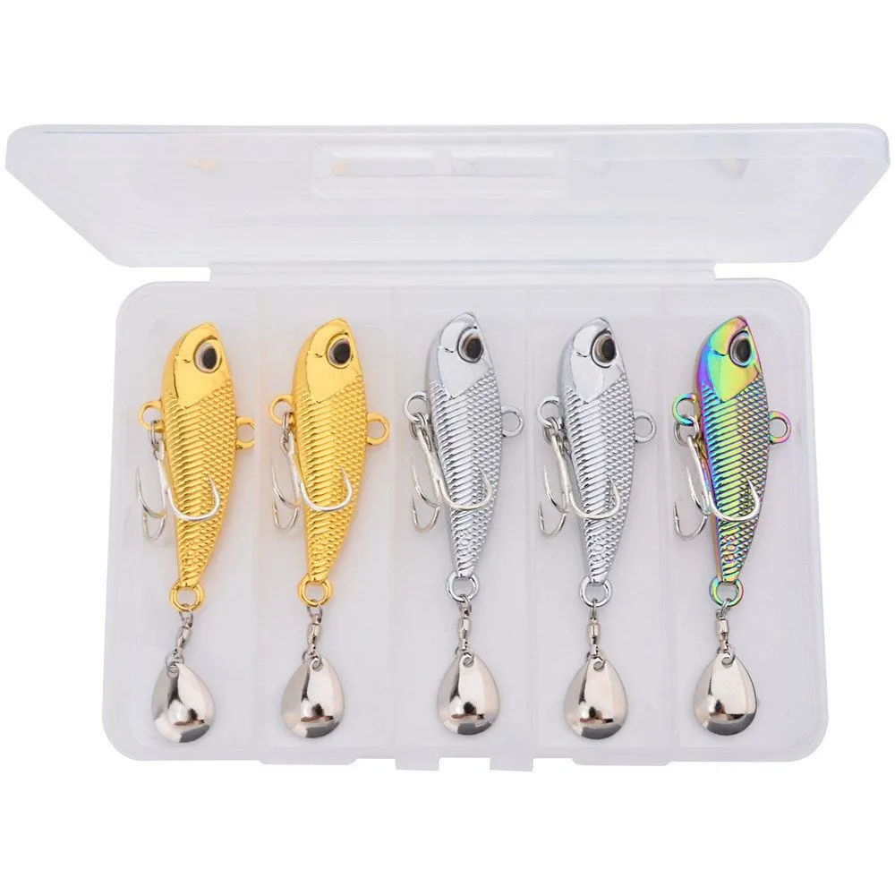 5Piece Vib Lure Baits Set - 10g-30g Spinning Spoon Lures For Long Casting