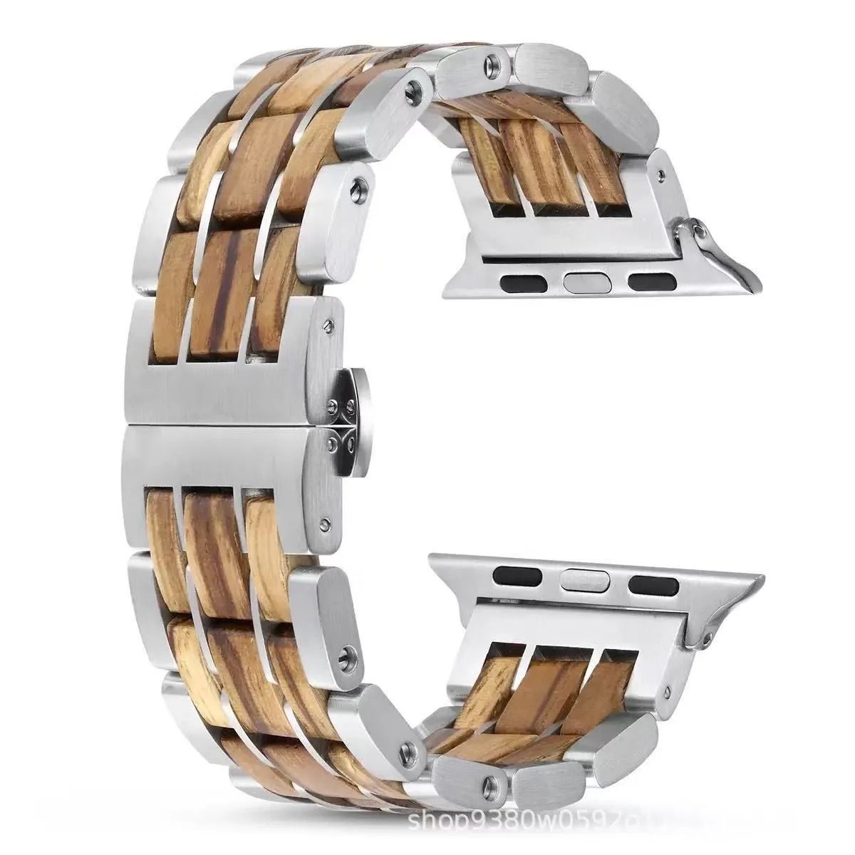 Wood And Stainless Steel Replacement Strap for 38/40/41mm Apple Watch