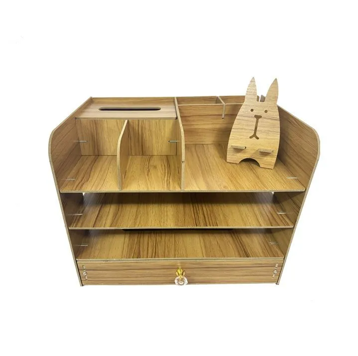 Stationery And Document Wooden Desk Organiser
