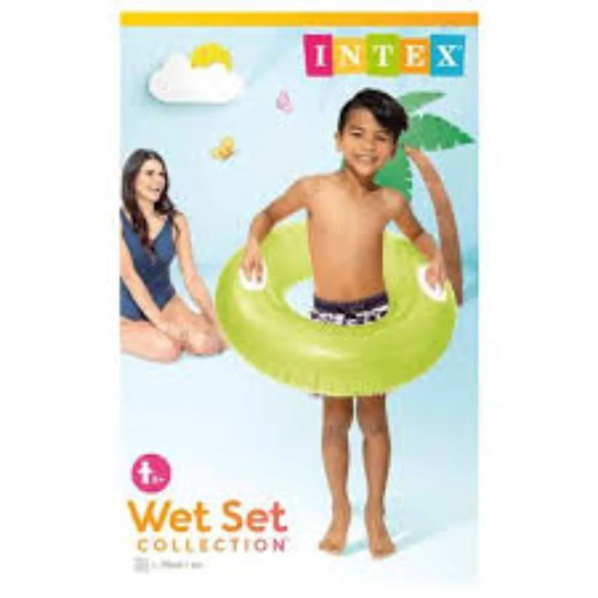 Intex 76 cm Hi-Gloss Inflatable Swim Tube - Pool Float with Handles - Green