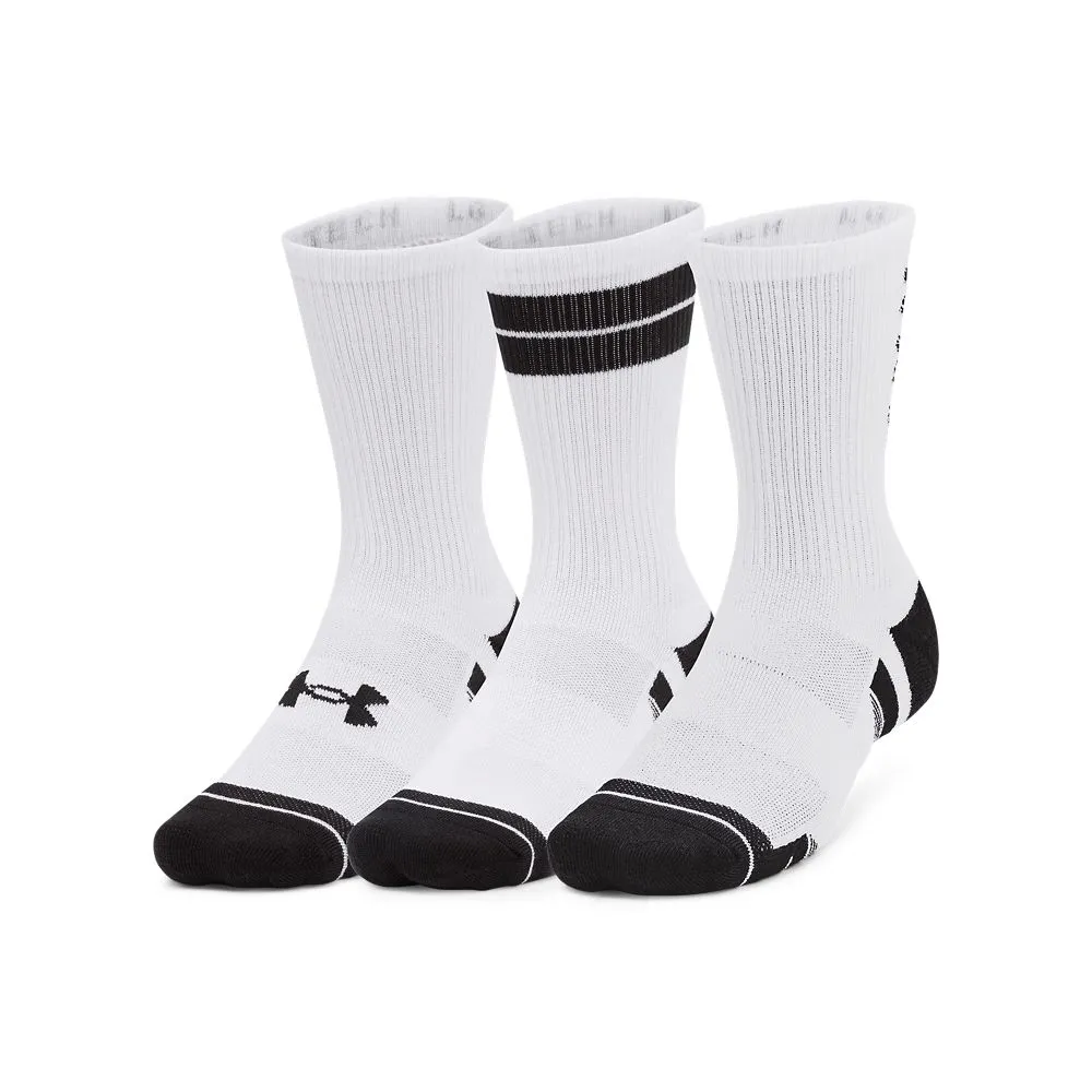 Under Armour Unisex Performance Tech 3-Pack Crew Socks White