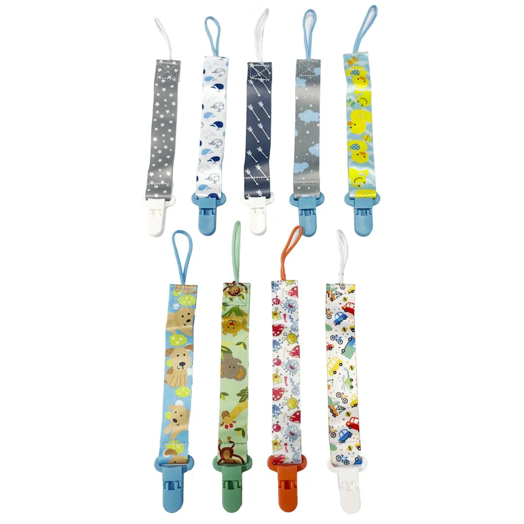 9 Pieces Baby Soother Clips Holder Strap Fits for Most Baby Pacifiers