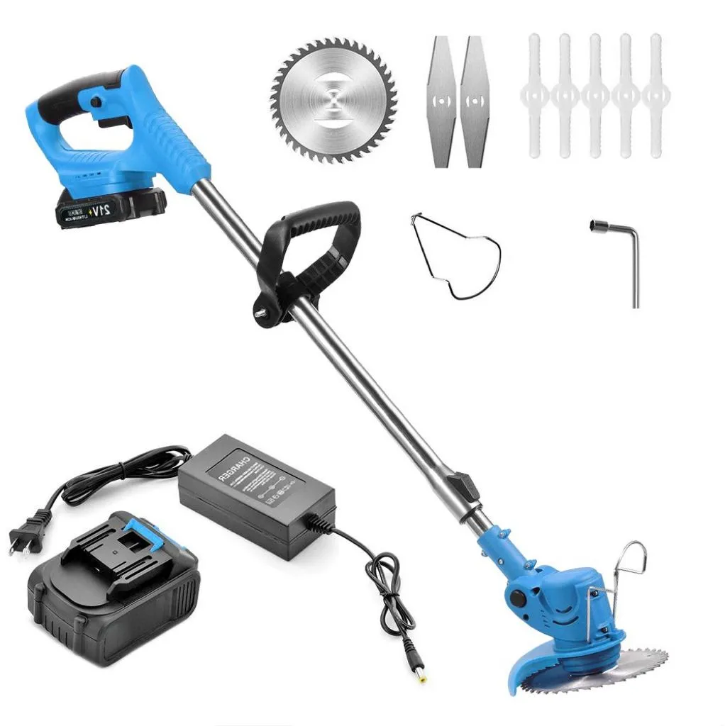21V lithium battery cordless handheld electric lawnmower - Blue