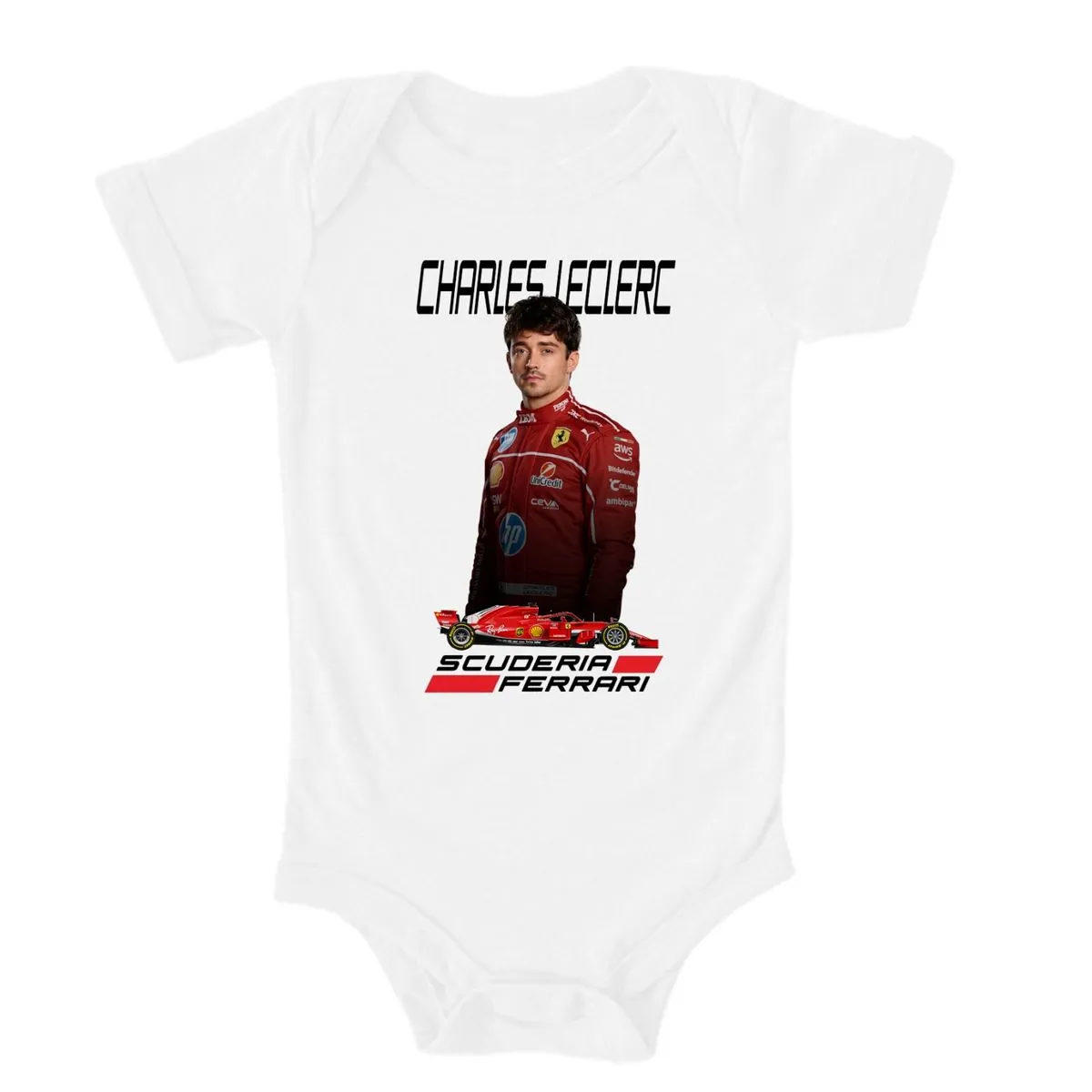 Scuderia Ferrari F1 C Leclerc Baby Short Sleeve Bodyvest