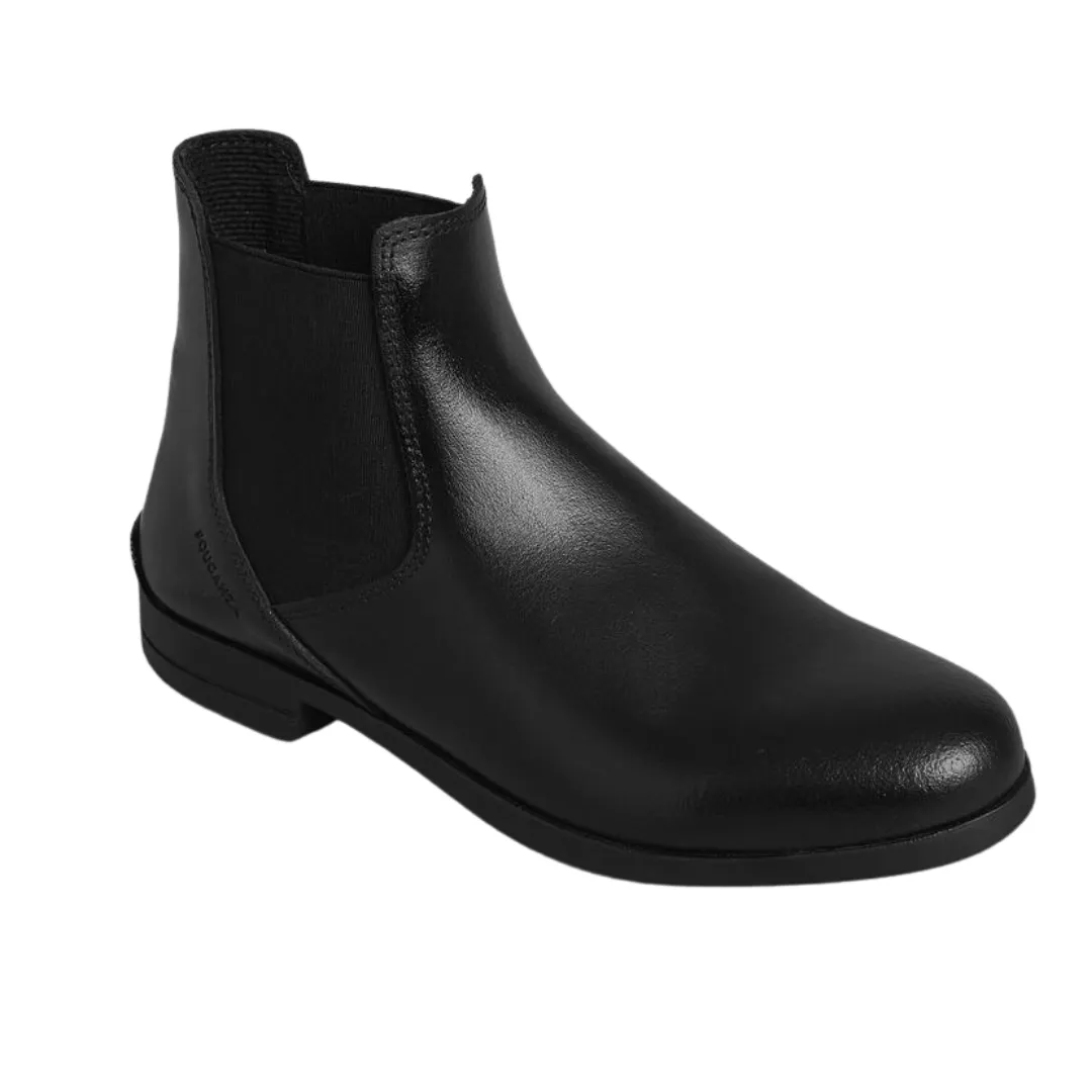 Fouganza Adult Leather Horse Riding Jodhpur Boots 500 - Black